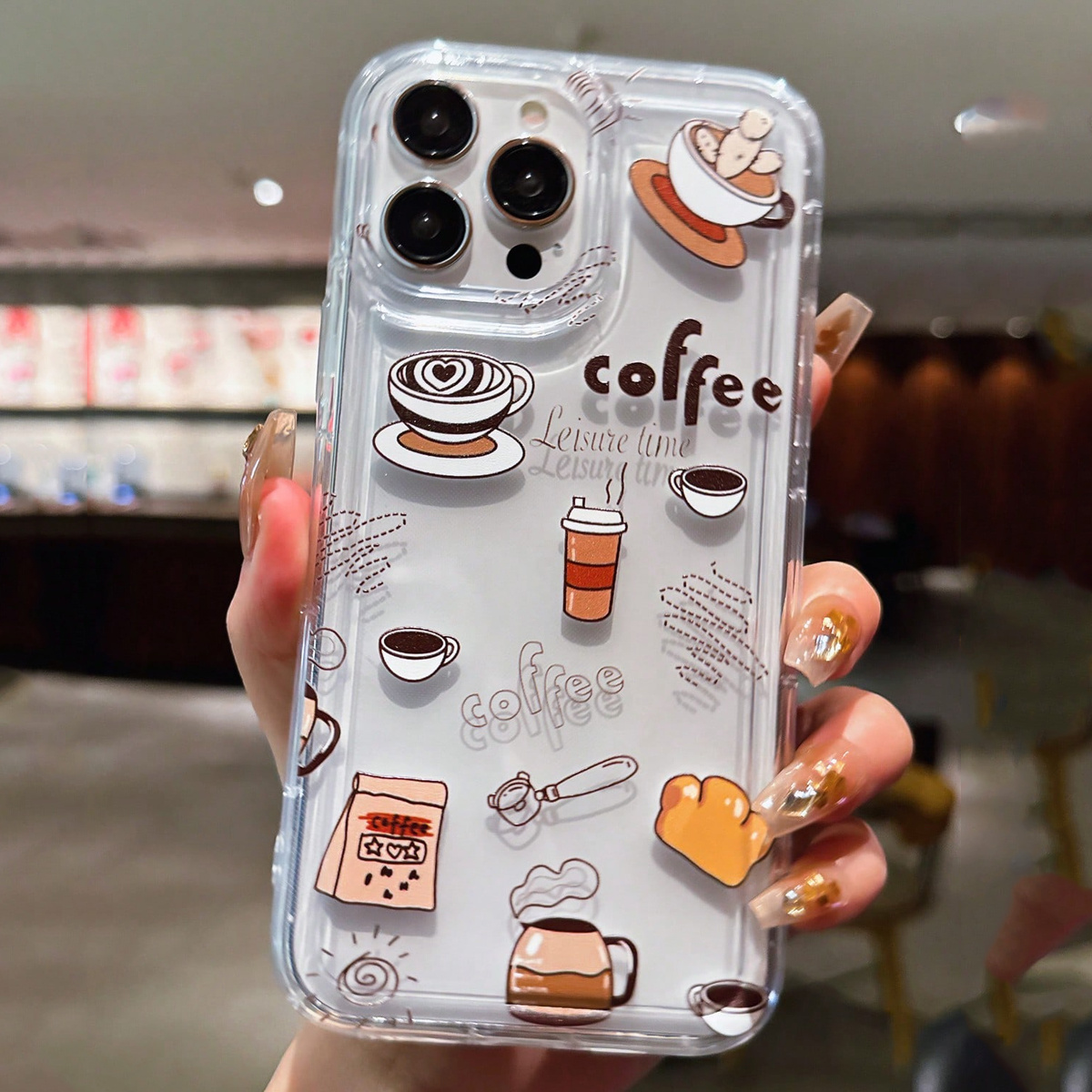 Coffee Tea Etc - Custodia per telefono trasparente in TPU