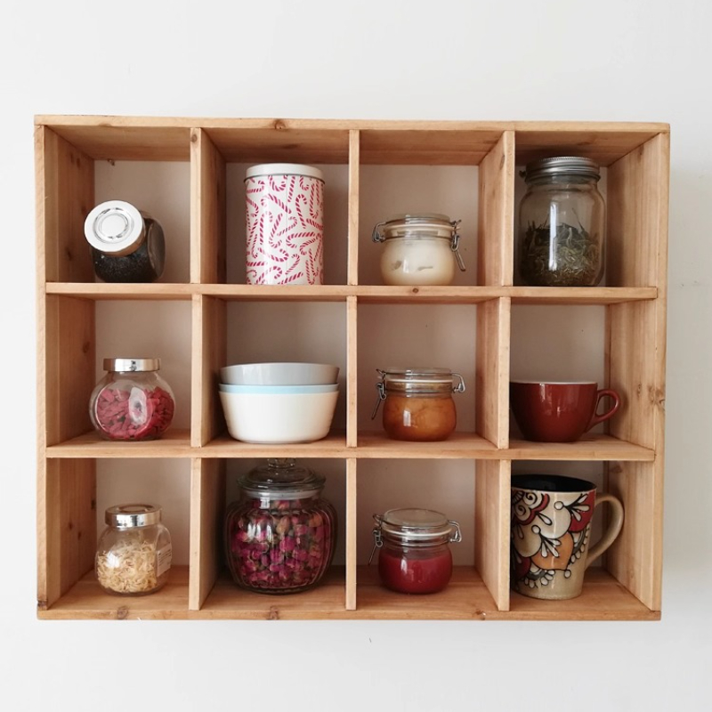 Coffee Tea Display - Mensola a muro in legno massello,